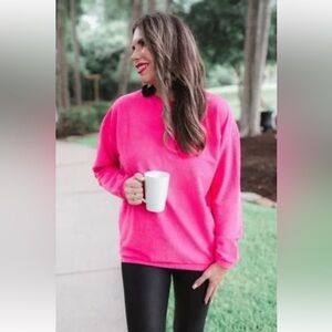 Bright Hot Pink Crewneck Sweatshirt